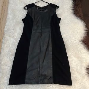 Black sexy leather detail dress